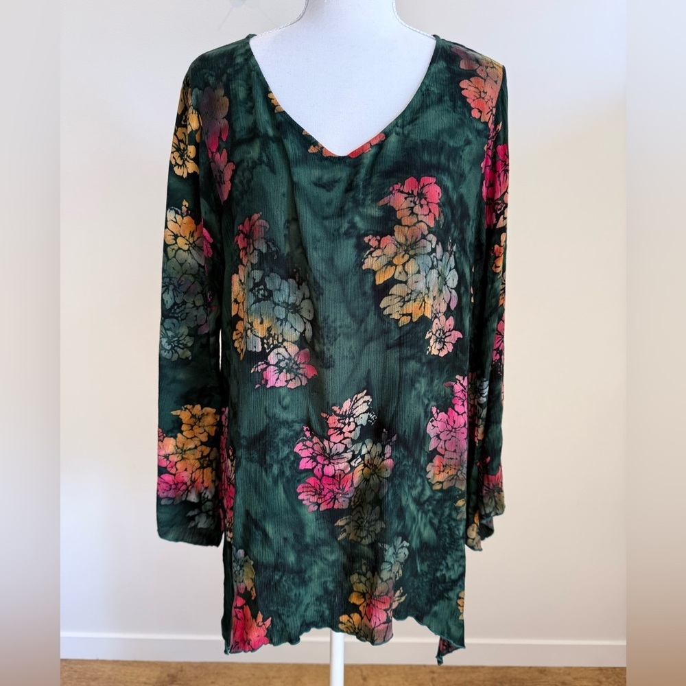 Blue Sky Fairy Grunge Tunic Boho Lagenlook Artsy Renaissance Tie Die size Medium